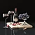 Elegant Wine Decor Set 3D model small image 7