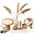 Elegant Decor Set—Vases, Candle, Gold Sculpture 3D model small image 1