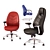 Elegant Leather Office Chair: High, Medium & Fixed Backrests 3D model small image 1