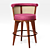 George Velvet Stool with Wood Base 3D model small image 1