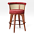 George Velvet Stool with Wood Base 3D model small image 2