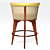 George Velvet Stool with Wood Base 3D model small image 3