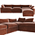 Luxury Amber Velvet Corner Sofa 3D model small image 1