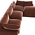 Luxury Amber Velvet Corner Sofa 3D model small image 2