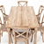 Rustic Elm Farmhouse Dining Set 3D model small image 2