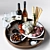 Cheese & Wine Delight: Camembert, Roquefort, Figs & Sausages 3D model small image 1