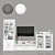 Hauga Storage Combo: Gray & White Cabinets, TV Stand & Tall Wardrobe 3D model small image 1