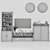 Hauga Storage Combo: Gray & White Cabinets, TV Stand & Tall Wardrobe 3D model small image 8