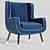 Baxter Dolly Wingback Armchair: Sleek Comfort & Elegant Design 3D model small image 2