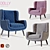 Baxter Dolly Wingback Armchair: Sleek Comfort & Elegant Design 3D model small image 4