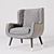Baxter Dolly Wingback Armchair: Sleek Comfort & Elegant Design 3D model small image 7