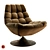 Luxurious Sand Velvet Rotating Chair 3D model small image 1