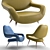 Elegant DU 55 Armchair 3D model small image 3