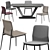 Modern Newport Dining Chair Set with Alicante Table 3D model small image 1