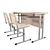 WorkDesk-iLine Double Student Table 3D model small image 2