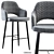 Martin Half Bar Chair: Dark Grey Fabric, Black Legs 3D model small image 1