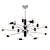 Elegant Black and Gold Ceiling Chandelier 3D model small image 1
