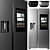 Samsung Appliance Collection: Gas Cooktop, Refrigerator, Ovens, and Hood 3D model small image 2