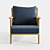 Elegant Linen Cane Chair 3D model small image 1