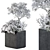 Snowy Outdoor Plant Set in Concrete Pot 3D model small image 1