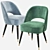 Collins Velvet Dining Chair: Green, Grey, Blue 3D model small image 1