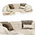 Elegant Semicircle Dreams Sofa 3D model small image 1