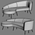 Elegant Evangeline Velvet Parisian Sofa 3D model small image 4