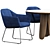Kimono Dining Chair Set: Stone Grey, Black Legs 3D model small image 3