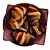 Flaky French Breakfast Croissants 3D model small image 1