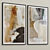 Abstract Neutral Wall Art Set - Framed Print 3D model small image 3
