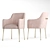 Luxury Velvet Elowen Armchair & Travertine Table Set 3D model small image 4