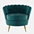 Elegant Velvet Armchair - Pearl Marine 3D model small image 2