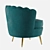 Elegant Velvet Armchair - Pearl Marine 3D model small image 4