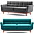 Minimalist Mid-Century Loveseat 3D model small image 2