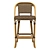 Rustic Rattan Bar Stool 3D model small image 2