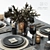 Elegant Dark Tableware Set 3D model small image 7