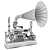 Vintage Steampunk Gramophone 3D model small image 5