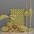 Golden Decor Set: Vines, Candlestick, Book 3D model small image 1