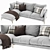 Adams Metal & Fabric Chaise Sectional 3D model small image 1
