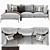 Adams Metal & Fabric Chaise Sectional 3D model small image 3