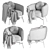 Luxurious Scarlett Velvet Barrel Accent Chair 3D model small image 2