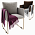 Elegant Brass and Fabric Armchair 3D model small image 1