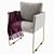 Elegant Brass and Fabric Armchair 3D model small image 2