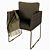 Elegant Brass and Fabric Armchair 3D model small image 5