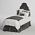 Ivory & Grey Velvet Bed Set 3D model small image 1