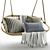 Scandi-Inspired Hanging Rattan Bench 3D model small image 7