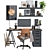 Sleek Black Ikea Office Workspace 3D model small image 2