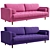 Versatile 3-Seater Sofa: Customizable & Lowpoly 3D model small image 3