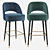 Essential Home Collins Bar Chair: Velvet & Leather 3D model small image 1