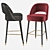 Essential Home Collins Bar Chair: Velvet & Leather 3D model small image 2